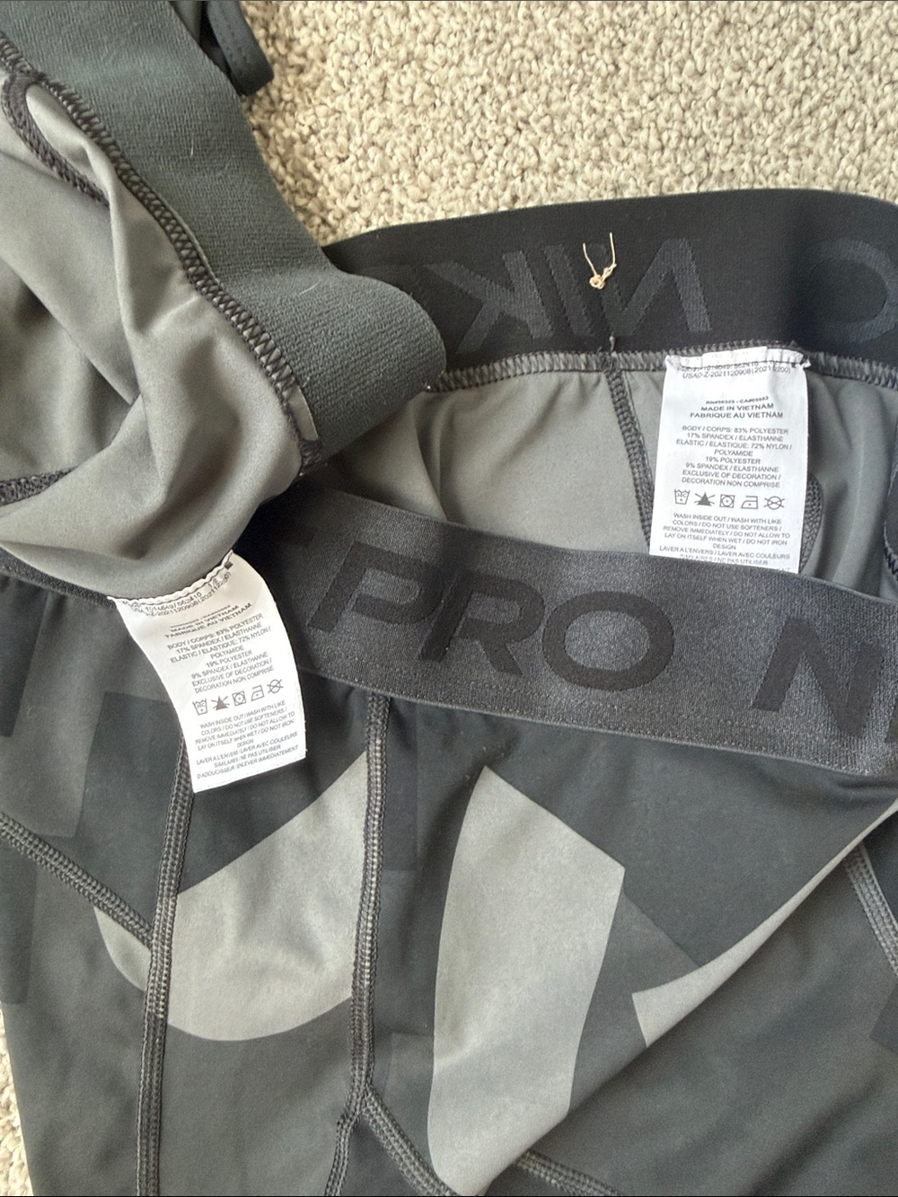 Nike Black & Gray nike ProCrop Top and Shorts with orange Swoosh - Picture 2 of 3